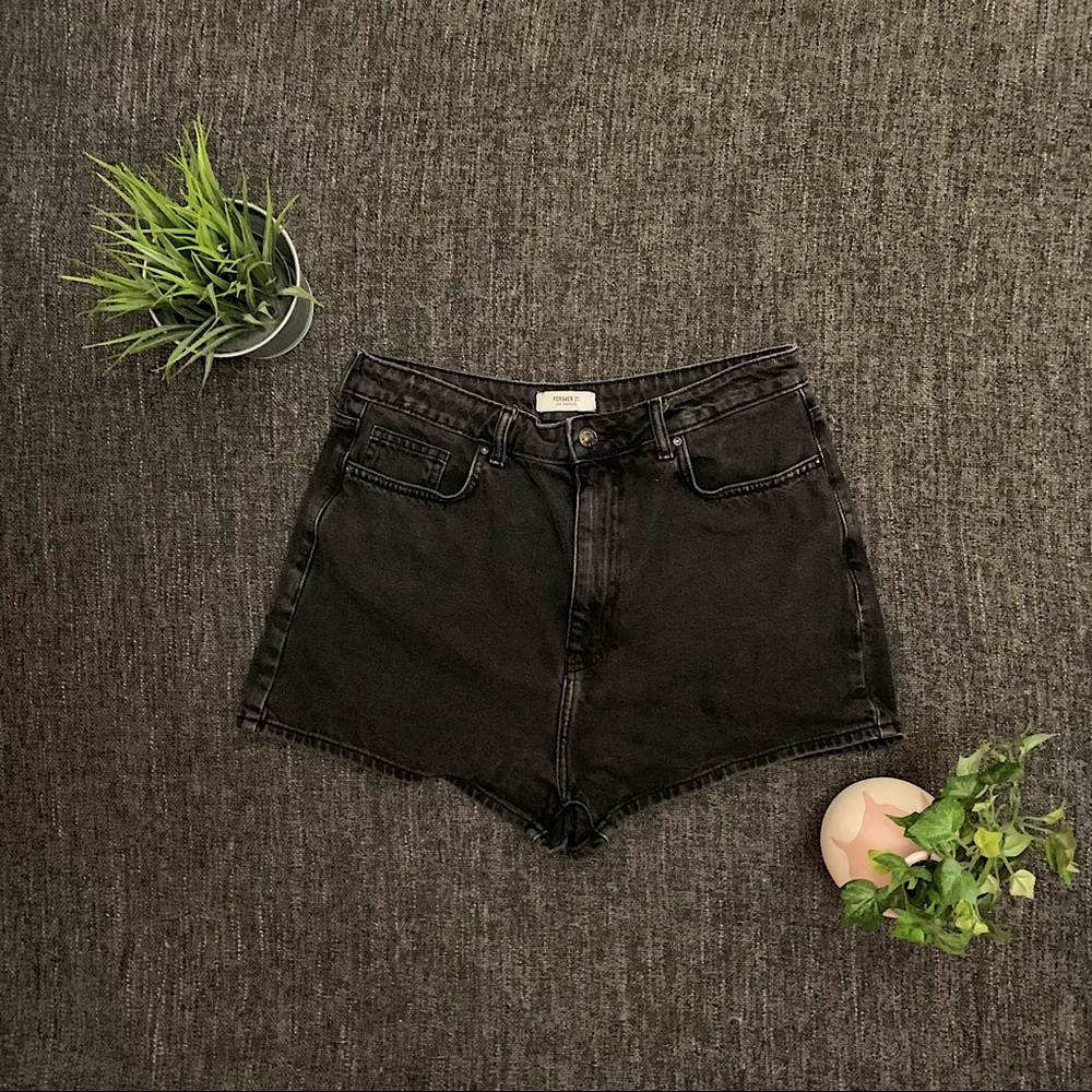 Forever 21 High Waisted Black Denim Shorts